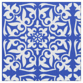 Marokkaanse tegels - kobalt blauw en wit stof (Close Up)