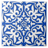 Marokkaanse tegels - kobalt blauw en wit tegeltje (Voorkant)
