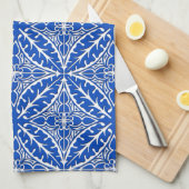 Marokkaanse tegels - kobalt blauw en wit theedoek (Quarter Fold)