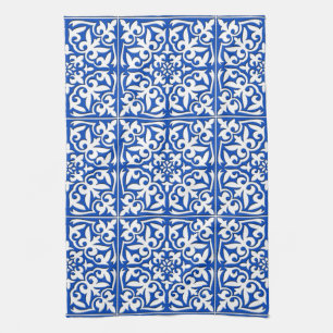 Marokkaanse tegels - kobalt blauw en wit theedoek