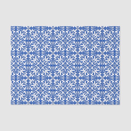 Marokkaanse tegels - kobalt blauw en wit tissuepapier (Voorkant)