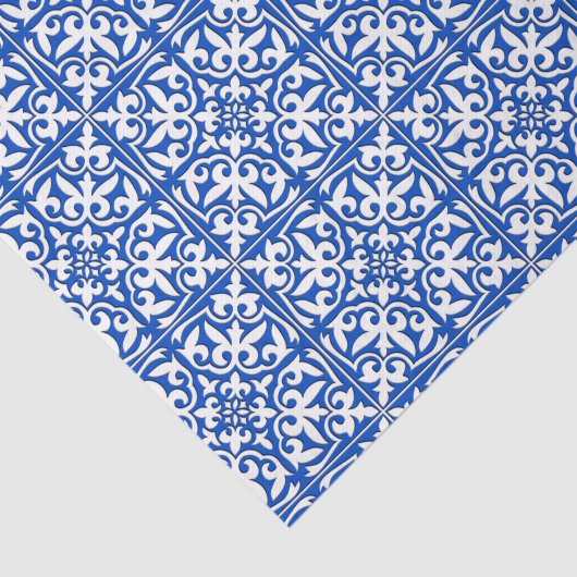 Marokkaanse tegels - kobalt blauw en wit tissuepapier (Detail)