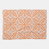 Marokkaanse tegels - koraal oranje en wit theedoek (Horizontaal)