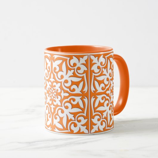 Marokkaanse tegels - koraal oranje en witte Mok (Voorkant rechts)