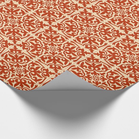 Marokkaanse tegels - koraal sinaasappel en perzik cadeaupapier (Hoek)