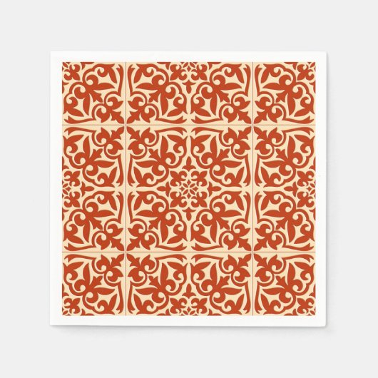 Marokkaanse tegels - koraal sinaasappel en perzik servet (Voorkant)