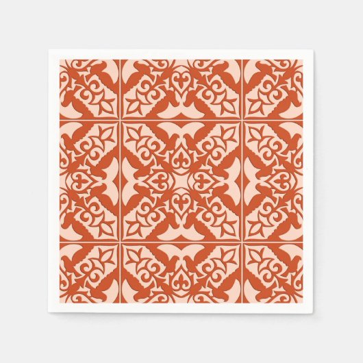 Marokkaanse tegels - koraal sinaasappel en perzik servetten (Voorkant)