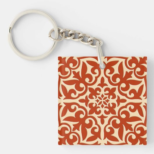 Marokkaanse tegels - koraal sinaasappel en perzik sleutelhanger (Voorkant)