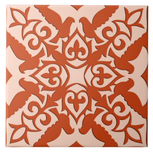 Marokkaanse tegels - koraal sinaasappel en perzik tegeltje (Voorkant)