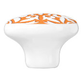 Marokkaanse tegels - koraal sinaasappel en wit keramische knop (Zijkant)