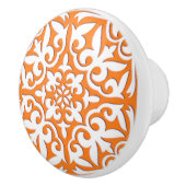 Marokkaanse tegels - koraal sinaasappel en wit keramische knop (Rechts)