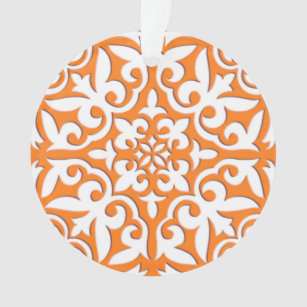 Marokkaanse tegels - koraal sinaasappel en wit ornament