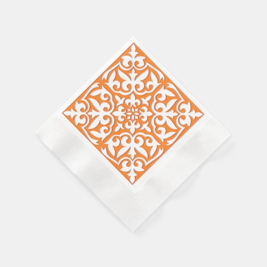 Marokkaanse tegels - koraal sinaasappel en wit servetten (Hoek)