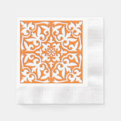 Marokkaanse tegels - koraal sinaasappel en wit servetten (Voorkant)