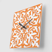 Marokkaanse tegels - koraal sinaasappel en wit vierkante klok (Hoek)