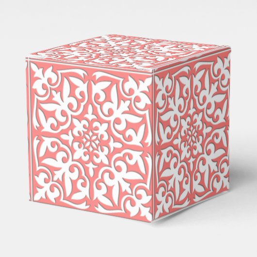 Marokkaanse tegels - koraalroze en wit bedankdoosjes (Voorkant Zijde)