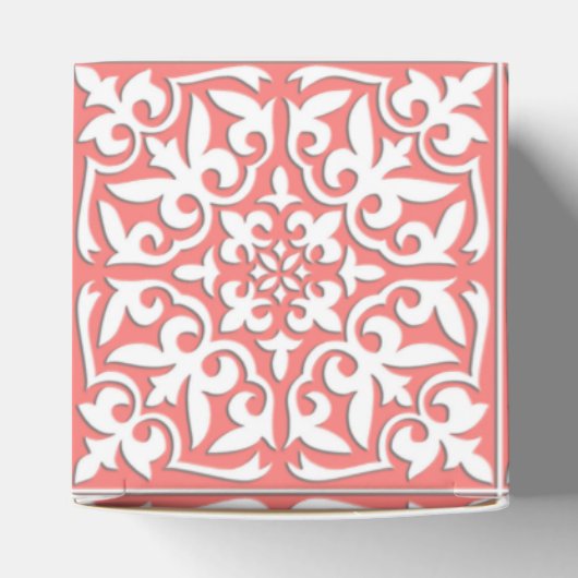 Marokkaanse tegels - koraalroze en wit bedankdoosjes (Bovenkant)