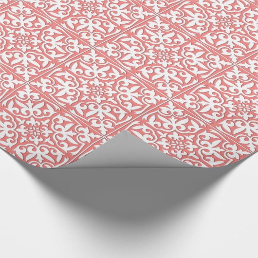 Marokkaanse tegels - koraalroze en wit cadeaupapier (Hoek)
