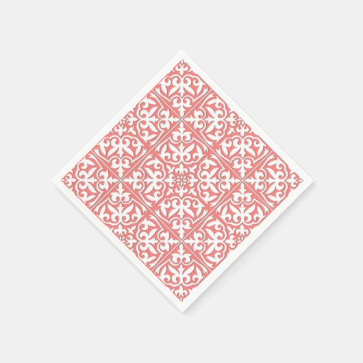 Marokkaanse tegels - koraalroze en wit servet (Hoek)