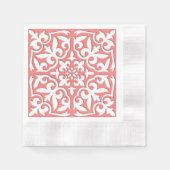 Marokkaanse tegels - koraalroze en wit servetten (Voorkant)