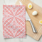 Marokkaanse tegels - koraalroze en wit theedoek (Quarter Fold)