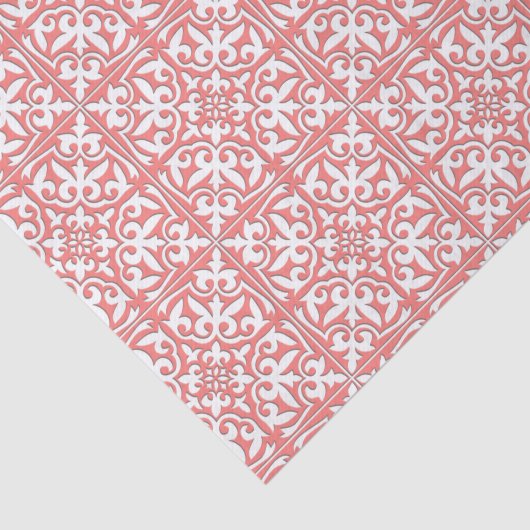 Marokkaanse tegels - koraalroze en wit tissuepapier (Detail)