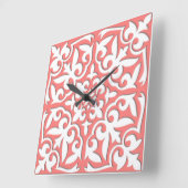 Marokkaanse tegels - koraalroze en wit vierkante klok (Hoek)