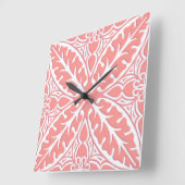 Marokkaanse tegels - koraalroze en wit vierkante klok (Hoek)