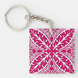 Marokkaanse tegels - magenta en wit sleutelhanger