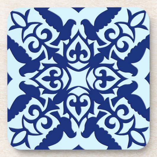 Marokkaanse tegels - marine en lichtblauw onderzetter (Voorkant)