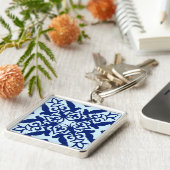 Marokkaanse tegels - marine en lichtblauw sleutelhanger (Zijkant)