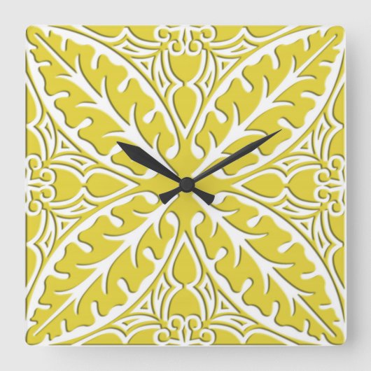 Marokkaanse tegels - mosterdgoud en wit vierkante klok (Voorkant)