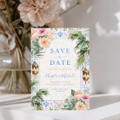 Marokkaanse Tegels Palm Tree & Tropical Floral Wed Save The Date