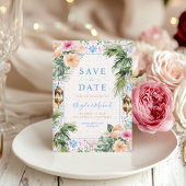 Marokkaanse Tegels Palm Tree & Tropical Floral Wed Save The Date