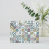 Marokkaanse tegels - pastelblauw en goud briefkaart (Staand voorkant)