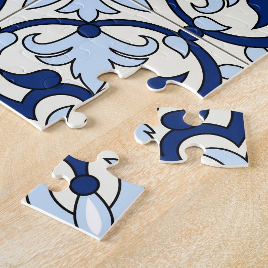 Marokkaanse Tegels: Prachtige Blauwe Patronen. Legpuzzel (Zijkant)