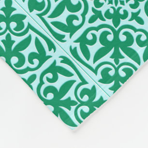 Marokkaanse tegels - turquoise en aqua fleece deken