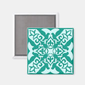 Marokkaanse tegels - turquoise en aqua magneet (Voorkant / Achterkant)