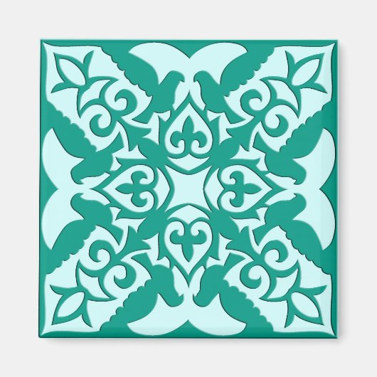 Marokkaanse tegels - turquoise en aqua magneet (Voorkant)
