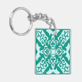 Marokkaanse tegels - turquoise en aqua sleutelhanger (Voorkant Links)