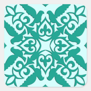 Marokkaanse tegels - turquoise en aqua vierkante sticker