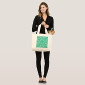 Marokkaanse tegels - turquoise en wit grote tote bag (Voorkant (model))