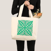 Marokkaanse tegels - turquoise en wit grote tote bag (Voorkant (product))