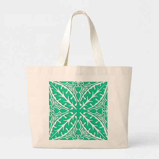 Marokkaanse tegels - turquoise en wit grote tote bag (Voorkant)