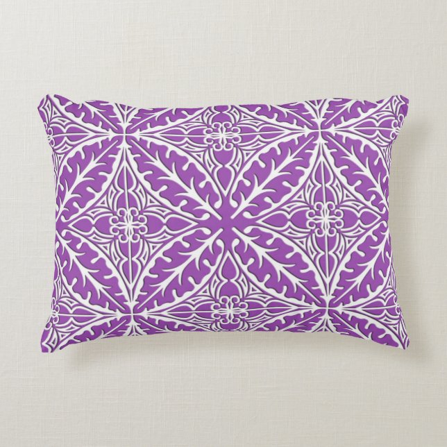 Marokkaanse tegels - violet en wit decoratief kussen (Voorkant)