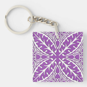 Marokkaanse tegels - violet en wit sleutelhanger