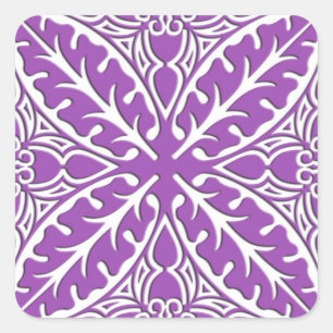 Marokkaanse tegels - violet en wit vierkante sticker