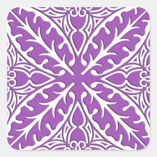 Marokkaanse tegels - violet en wit vierkante sticker (Voorkant)