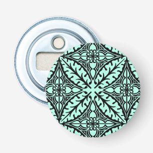 Marokkaanse tegels - waterblauw en zwart button flesopener