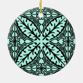 Marokkaanse tegels - waterblauw en zwart keramisch ornament (Achterkant)